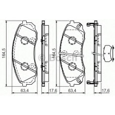 Колодка гальм. диск. HYUNDAI H-1 2.5CRDI 08-,CARNIVAL III 2.2CRDI-2.9CRDI 06-передн. (вир-во Bosch)