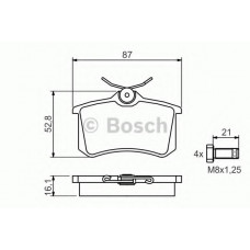 Комплект гальмівних колодок (задніх) VW Caddy III 04-/Peugeot 308 07-/Citroen C4 04-