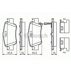 Колодки гальмівні (задні) Toyota Auris 06-/Corolla 1.3-2.0D 12- (з прижимною пластиною)