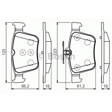Колодка гальм. диск. VW GOLF VII 2.0 2013,AUDI A3 2012 задн. (вир-во Bosch)