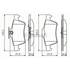 Колодка гальм. диск. FORD FOCUS MAZDA 3,5 OPEL VECTRA C, RENAULT LAGUNA задн. (вир-во Bosch)