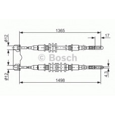 Трос ручника (задній) Opel Calibra/Vectra 89-97 (1365/1498mm)