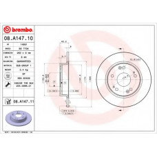 Диск гальмівний HONDA CIVIC VII 1.3-2.2 06- задн. (вир-во BREMBO)