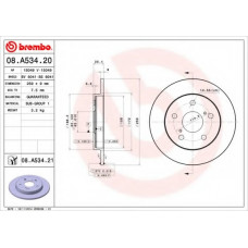 Диск гальмівний TOYOTA AURIS 1.4-1.6 07- задн. (вир-во BREMBO)