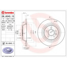 Диск гальмівний FORD FOCUS, KUGA, MONDEO IV задн. (вир-во BREMBO)