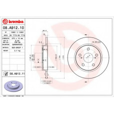 Диск гальмівний TOYOTA AURIS, COROLLA задн. (вир-во BREMBO)
