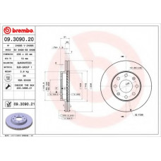 Диск гальмівний CHEVROLET AVEO передн., вент. (вир-во BREMBO)