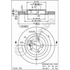 Диск гальмівний AUDI A3, SEAT LEON, TOLEDO, SKODA, VW, передн. вент. (вир-во BREMBO)
