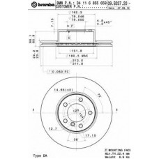 Диск гальмівний передн. (вир-во BREMBO)