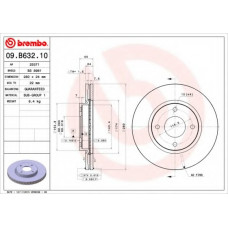Диск гальмівний NISSAN TIIDA 1.5-1.8 07-, CUBE 1.5 1.6 2010 - передн. (вир-во BREMBO)
