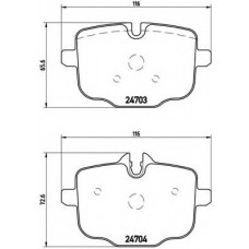 Колодка гальм. диск. BMW 5 (F10,F11) 11-,6 (F12) 640I,650I CABRIO 11- задн. (вир-во BREMBO)