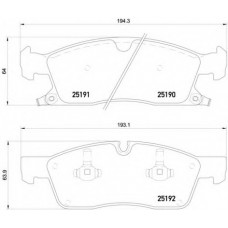 Колодка гальм. диск. JEEP GRAND CHEROKEE 2011-18 WHEELS передн. (вир-во BREMBO)