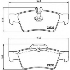 Колодка гальм. диск. MB C-CLASS (W203, S203), CLS (C219), E-CLASS задн. (вир-во BREMBO)