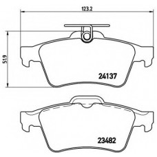 Колодка гальм. диск. FORD FOCUS MAZDA 3,5 OPEL VECTRA C, RENAULT LAGUNA задн. (вир-во BREMBO)