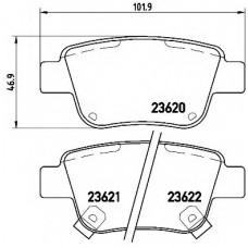 Колодка гальм. диск. TOYOTA AVENSIS (_T22_, T25) задн. (вир-во BREMBO)