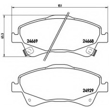 Колодка гальм. диск. TOYOTA AURIS, AVENSIS передн. (вир-во BREMBO)
