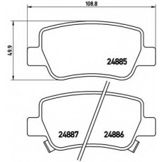Колодка гальм. диск. TOYOTA AVENSIS/AVENSIS SW 1.6,1.8,2.0,2.0D-4D,2.2D-4D 09- задн. (вир-во BREMBO)