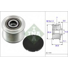 Шків генератора VAG 021 903 119 L 3.2 - 3.6 FSI 02- (Вир-во Ina)