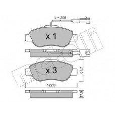 Колодки гальмівні (передні) Fiat Panda 03-/500/500C 07-/Ford Ka II 08-16 (+датчик)