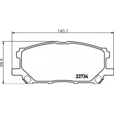 Колодки гальмівні (передні) Lexus RX 03- (Akebono) (140.8x59.3)