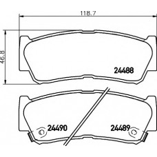 Колодки гальмівні (задні) Hyundai H-1 97-07/Santa Fe 05-15 (Mando) Q+