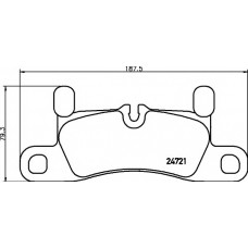 Колодки гальмівні (задні) Porsche Cayenne 10- (187.5x76x17.4) (Brembo)