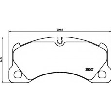 Колодки гальмівні (передні) Porsche Cayenne/Panamera/VW Touareg 09- (Brembo) (209.5x94.3x17.1)
