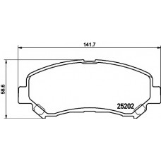Колодки гальмівні (передні) Nissan Qashqai/X-Trail 07- (Akebono) (141.9x58.6x16.8)