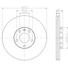 Диск гальмівний (передній) Audi A4/A6/VW Passat 00-09 (312х25) PRO+