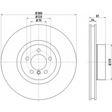 Диск гальмівний (передній) Land Rover Range Rover 4.4D/5.0i 4x4 07-12 (380x34) PRO+