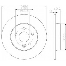 Диск гальмівний (задній) Ford C-max/Focus II/Volvo C30/C70/S40/V50 04-12/V40 12-(280x10.9) PRO