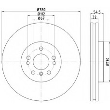 Диск гальмівний (передній) MB M-class (W166) 11-15/ GLE (W166) 15- (330x32) PRO+
