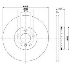 Диск гальмівний (задній) BMW 1 (F20/F21)/3 (F30/F31)/4 (F32/F36) 11- (345x24) B37/N13/N47/N55 PRO+