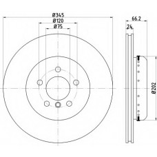 Диск гальмівний (задній) BMW 3 (F30/F80/F34)/4 (F36/F33/F83) 11-(345x24) PRO+