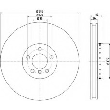 Диск гальмівний (передній) BMW X5/X6 06- (385x36) (L) PRO+