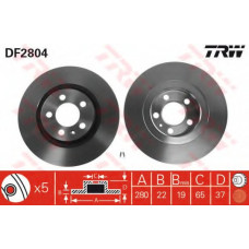 Диск гальмівний AUDI A3, SEAT LEON, TOLEDO, SKODA, VW, передн. вент. (вир-во TRW)