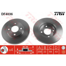 Диск гальмівний FORD FIESTA, FOCUS, MAZDA 2, передн., вент. (вир-во TRW)