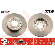Диск гальмівний SEAT, SKODA SUPERB, VW CADDY, GOLF задн. (вир-во TRW)