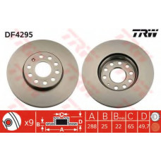 Диск гальмівний SEAT TOLEDO, SKODA YETI, VW GOLF VI передн. вент. (вир-во TRW)