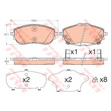 Колодка гальм. диск. TOYOTA AURIS 1.3-2.0 2012-, COROLLA 1.33-1.8 2013 - передн. (вир-во TRW)