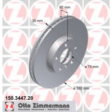 Диск гальмівний (передній) BMW X5 (E70) 06-13/X6 (E71/E72) 07-14 (332x30) (з покриттям) (вентильований)