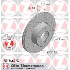 Диск гальмівний (передній) BMW 3 (E90/E91/E93) 05-11/X1 (E84) 09-(312x24) (з покриттям) (з отворами) (вент)