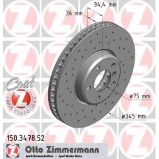 Диск гальмівний (передній) BMW 5 (F10)/ 7 (F01/F0/F03/F04) 09- (L) (348x36) (з отвірм) (вент.)