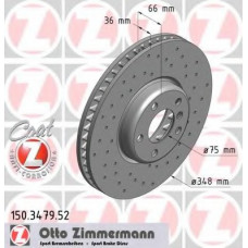 Диск гальмівний (передній) BMW 5 (F10)/ 7 (F01/F0/F03/F04) 09- (348x36) (R) (з отворами) (вент.)
