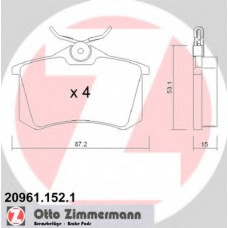 Колодки гальмівні (задні) VW Golf/Passat 83-02/ Peugeot 405 87-96 (Lucas) (87x52.8x15.2)