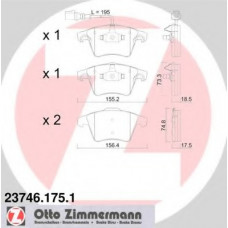 Колодки гальмівні (передні) VW Multivan/T5 03-/T6 15- (ATE) (з датчиком)