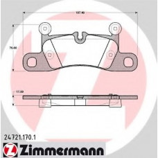 Колодки гальмівні (задні) VW Touareg/Porsche Cayenne 10- (187.4x76x17) (Brembo)
