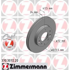 Диск гальмівний (передній) Mazda 323/626/6 97-13/Premacy 99-05 (274x24)