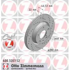Диск гальмівний (передній) VW Passat 96-00 (280x22) (з покриттям) (з отвором) (вентильований)